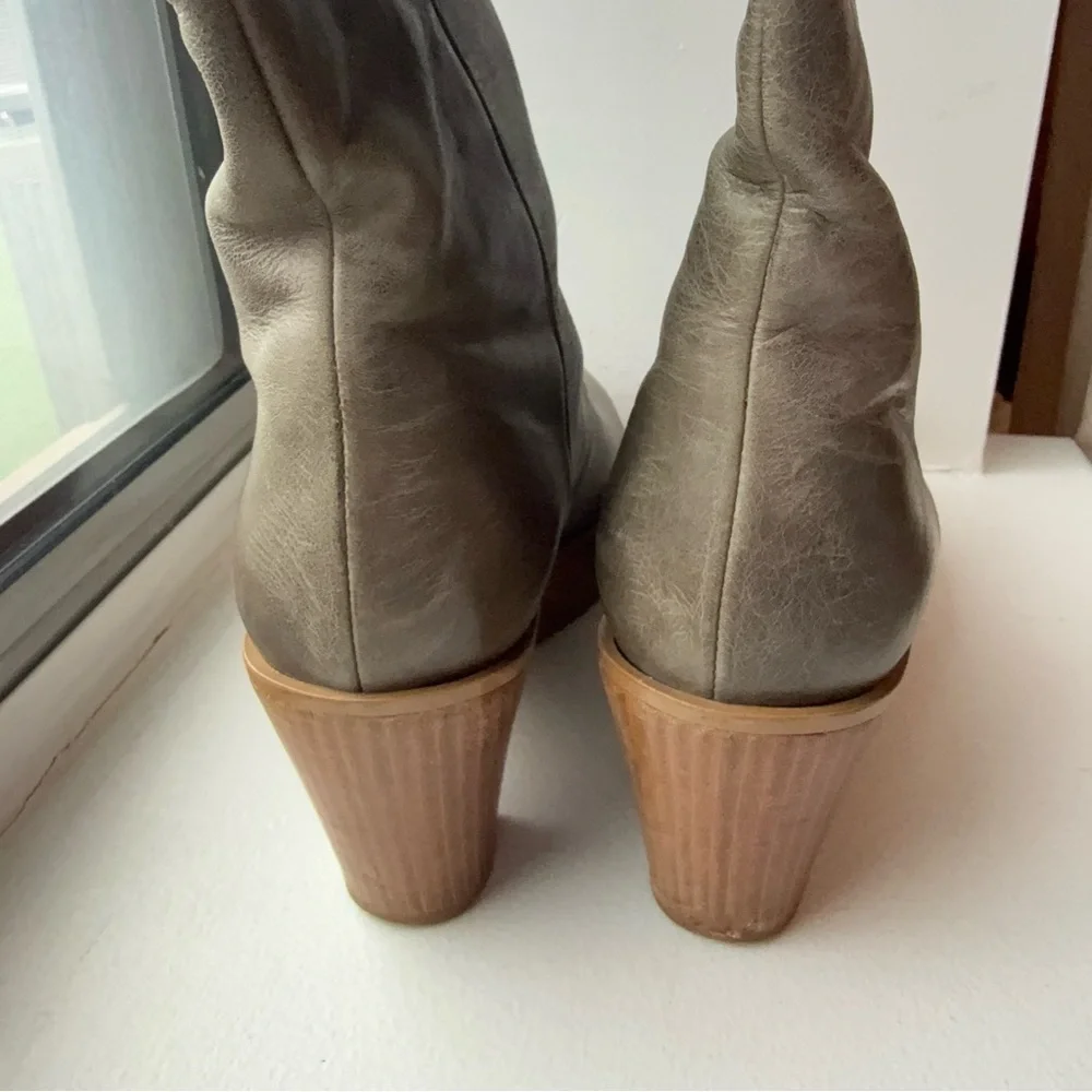 Maison Martin Margiela Paris Leather Sculptural Wood Heel Boots EU 38 Italy